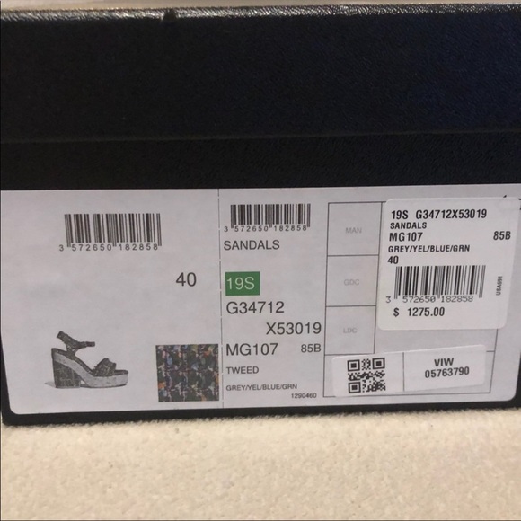 Chanel Chain Blue Grey Tweed Cork Wedges 40 10 - excellent condition - Picture 5 of 5